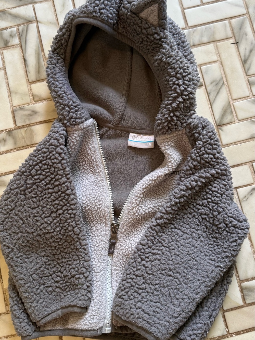 Columbia Baby Foxy Sherpa Fleece Full Zip Hooded Jacket Grey 12-18 Months